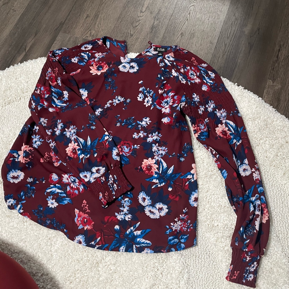 ana maroon floral blouse
